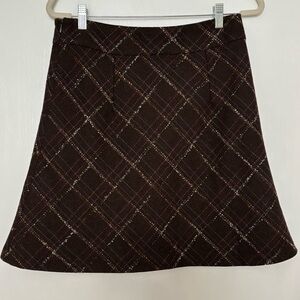 Old Navy Dark Brown Plaid A-Line Skirt Size 6